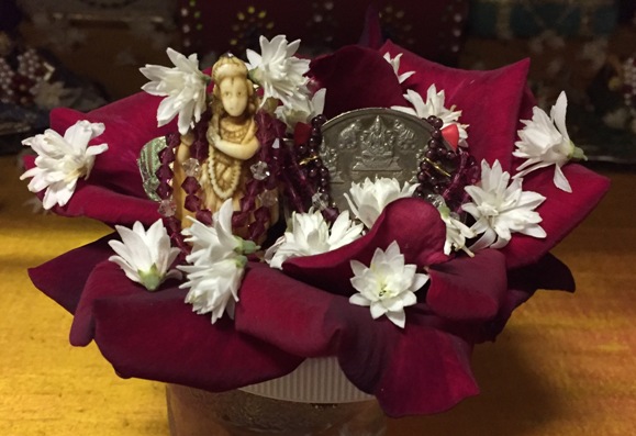 Krushna and Lakshmiji in red rose 